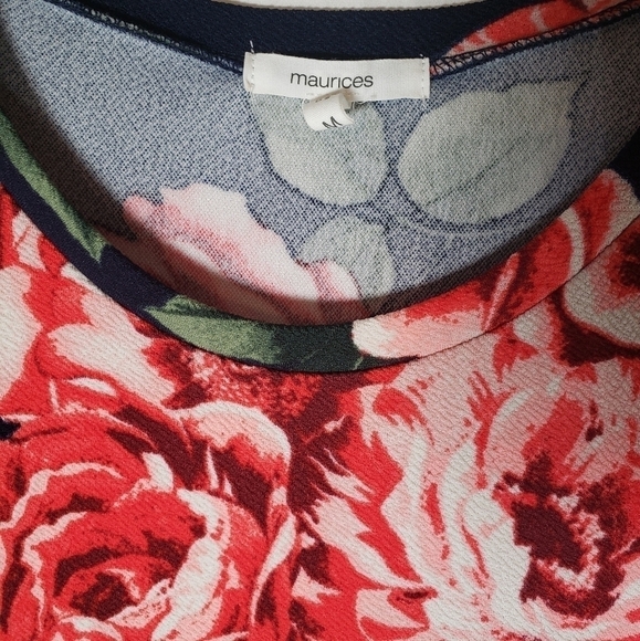 Maurices Navy Multicolored Floral Short Sleeve Dress Sz M - Picture 3 of 7